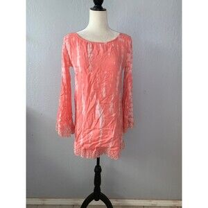 Tiare Hawaii Low back mini dress longsleeve tie dye coral pink